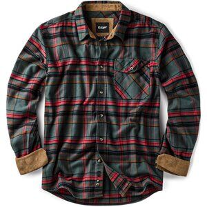 Mens Plaid Woodlot Cotton Flannel Shirt Long Sleeve Casual Outdoor Plaid
